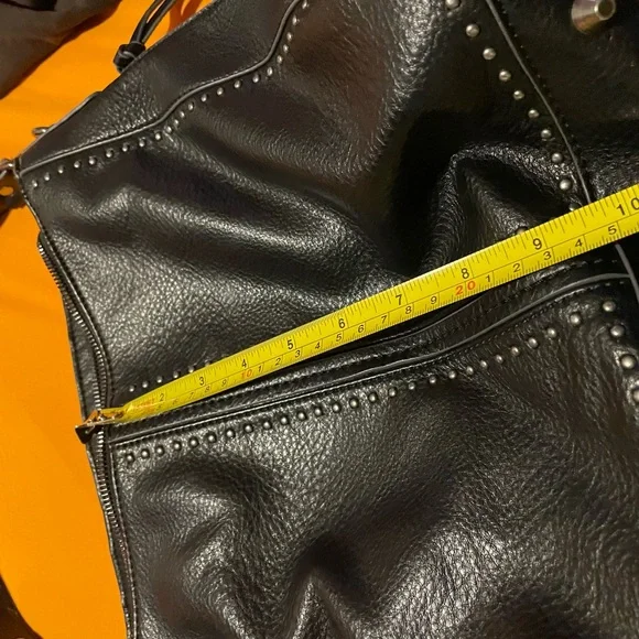 Black studded faux leather bag. Lots of compartments - Picture 7 of 7